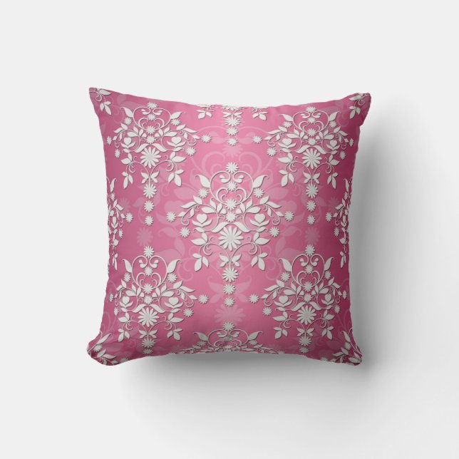 Almofada Girly Princess Pink Daisy Damask (Frente)