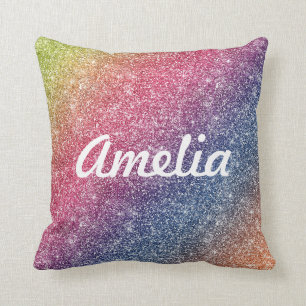 Almofada Girly Rainbow Glitter Monograma Name