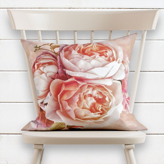 Almofada Girly Rosa Peony Elegante Modern Watercolor Floral (Criador carregado)