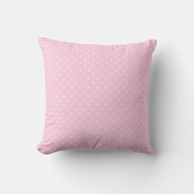 Almofada Girly small white polka dots on pale pink Pillow (Frente)