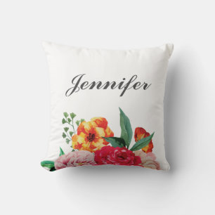Almofada Girly TRENDY Watercolor Peony Flor seu nome