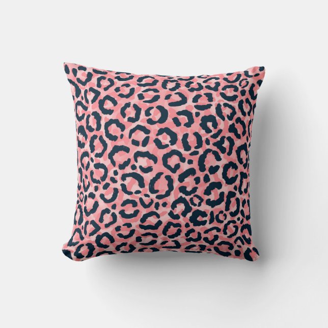 Almofada Giry Artsy Pink Blue Leopard Impressão Animal (Frente)