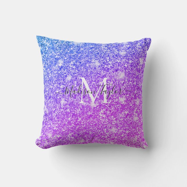 Almofada Giry Purple e Pink Glitter Monographic Name    (Frente)