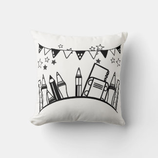 Almofada giz, régua, borrachas e livros