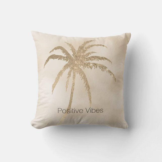 Almofada Glam Dourado Tropical Palm Tree Ombre (Frente)