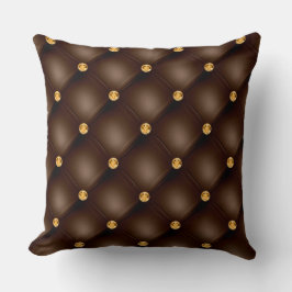 Almofada Glam Elegante Triturado Dourado Chocolate Castanho