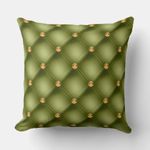 Almofada Glam Elegante Triturado Dourado Diamond Olive Gree