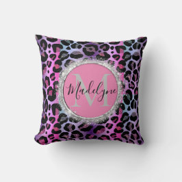 Almofada Glam Leopard Pink e Monograma Roxo