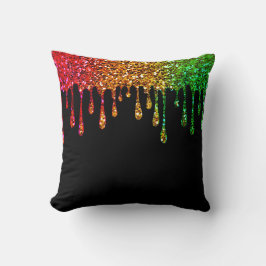 Almofada Glam Preto Rasta Arco-íris Glitter Gotas