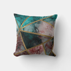 Almofada Glam Rust Blush Azul Turquesa e Dourado Chic Moder