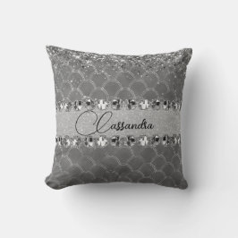 Almofada Glam Silver Glittery Diamond Bling