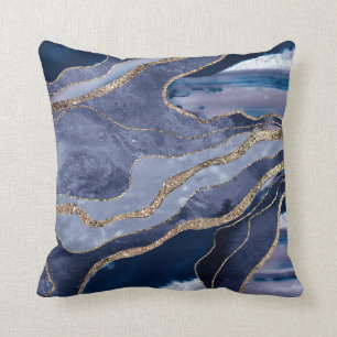 Almofada Glama Dourado de Agitação Marble Azul #1 