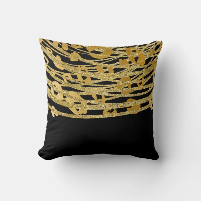Almofada Glamour Estampa Leopardo Guepardo Preto Dourado (Frente)