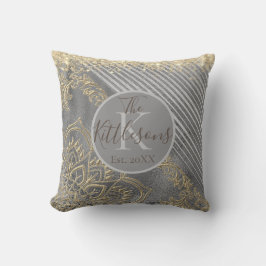 Almofada Glitérico Dourado Mandala Monograma