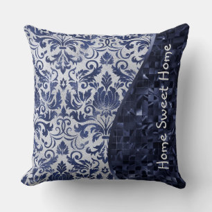 Almofada Glitter de Cor damasco Azul Personalizado