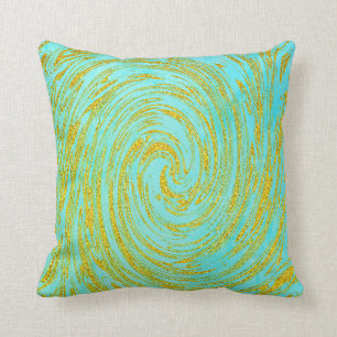Almofada Glitter do Ouro Dourado Abstrato verde azul-lacrim