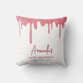 Almofada Glitter Dourado de Rosa chic Doce 16 Aniversário