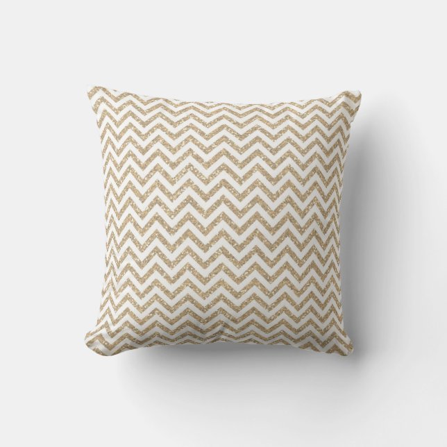 Almofada Glitter Glitter Chevron Dourado Glam Faux (Frente)