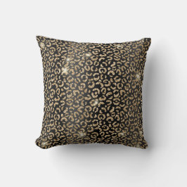 Almofada Glitter Glitter Negro e Dourado Manchas-leopardo I