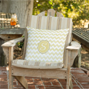 Almofada Glitter Grunge Chevron Amarelo Com Monograma