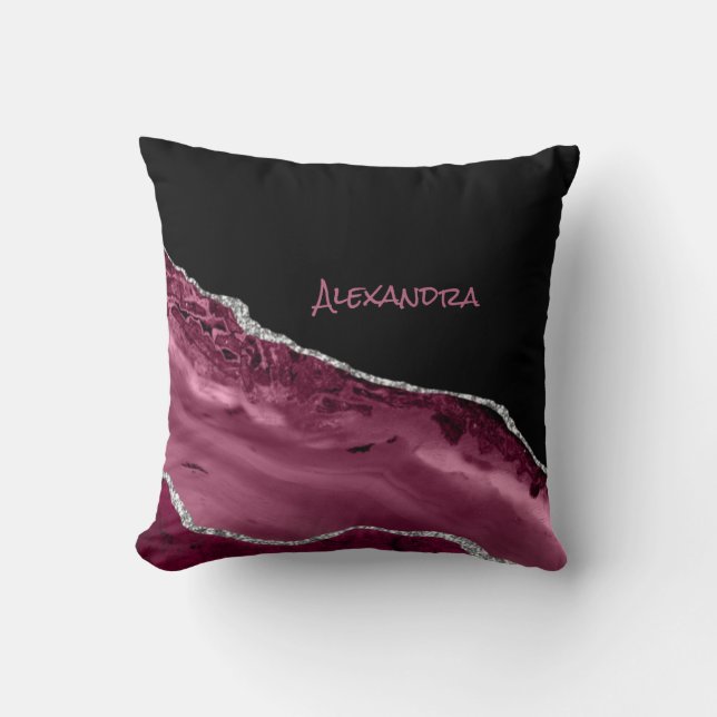 Almofada Glitter magenta preto-e-rosa elegante (Frente)