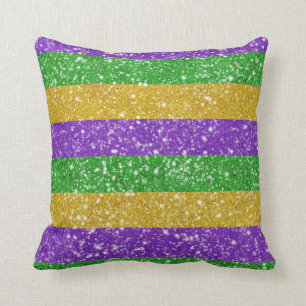 Almofada Glitter Mardi Gras - Colorida Greve de Carnaval