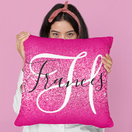 Almofada Glitter Ombre Rosa Quente Falso Monogramado
