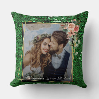 Almofada Glitter Stylist Fashion Sequin Green Teal Aquatic 