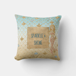 Almofada Glitzy Aqua Sereia Blush Dourado Lítima