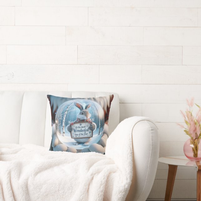 Almofada Globo De Neve De Natal Com Coelho (Sofá)