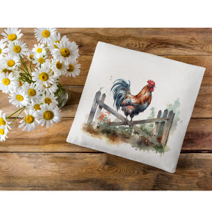 Almofada Glória da Manhã: Galo de Aquarelas