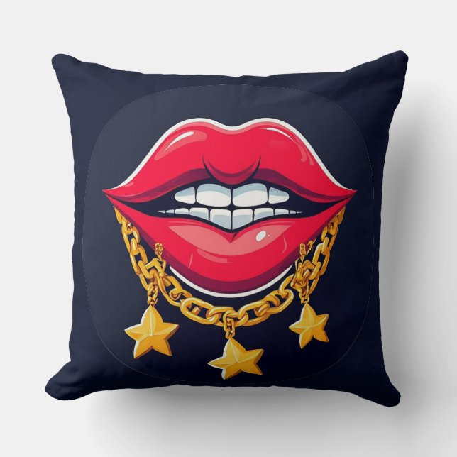 Almofada 🌸 Glossy Lips Glam Corrente Chic Estilo de Casa � (Frente)
