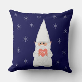 Almofada Gnome de Natal e Flocos de Neve em Azul Marinho