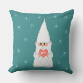Almofada Gnome de Natal e Flocos de Neve em Azul Turquesa