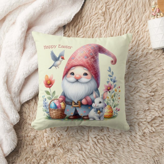 Almofada Gnome de Páscoa Personalizado em Aquarela (Cobertor)