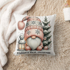 Almofada Gnome for the Holidays Throw Pillow