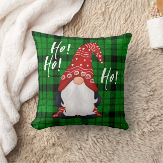 Almofada Gnome Nórdico de Natal Xadrez Verde