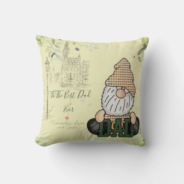 Almofada Gnomo de jardim personalizado (Frente)