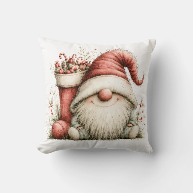 Almofada Gnomo de Natal Caprichoso (Frente)