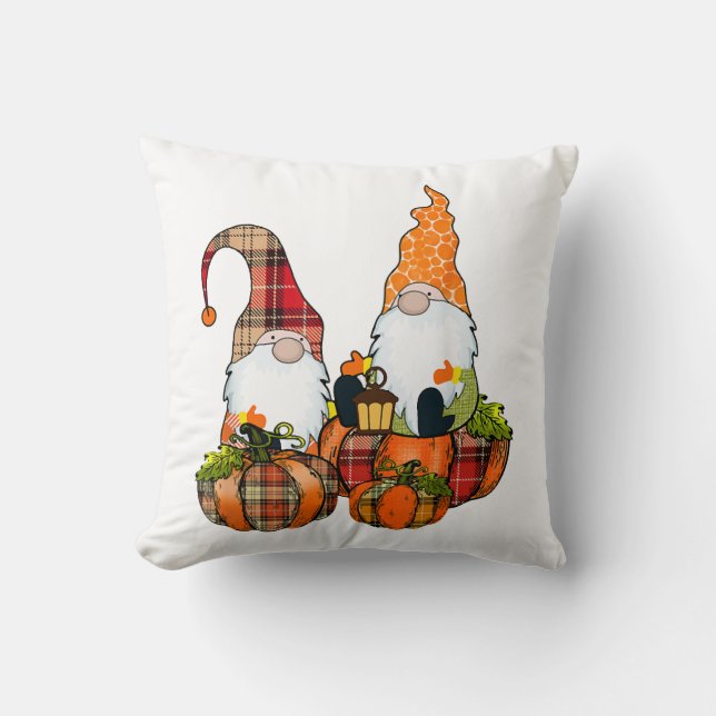 Almofada Gnomos de Abóbora Outono Cute Halloween (Frente)