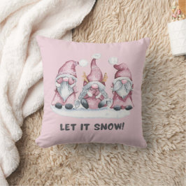 Almofada Gnomos de Natal Escandinavos em Aquarela Rosa Meni