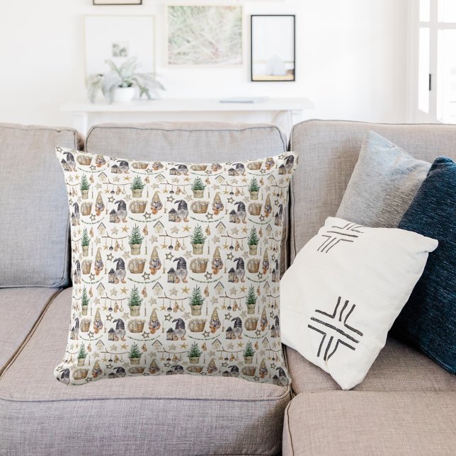 Almofada Gnomos natalinos estilo de fazenda nórdica (Criador carregado)
