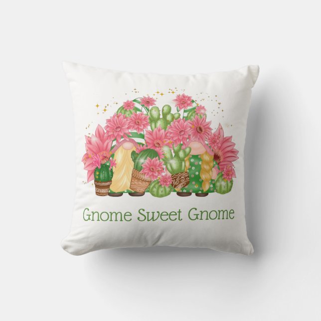 Almofada Gnomos Rosa e Verde Gnome Doce Gnome (Frente)