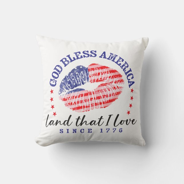 Almofada God Bless America - Throw Pillow (Frente)
