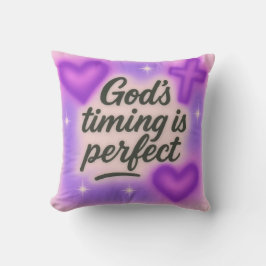 Almofada god's timing is perfect airbrush retro 90s purple 