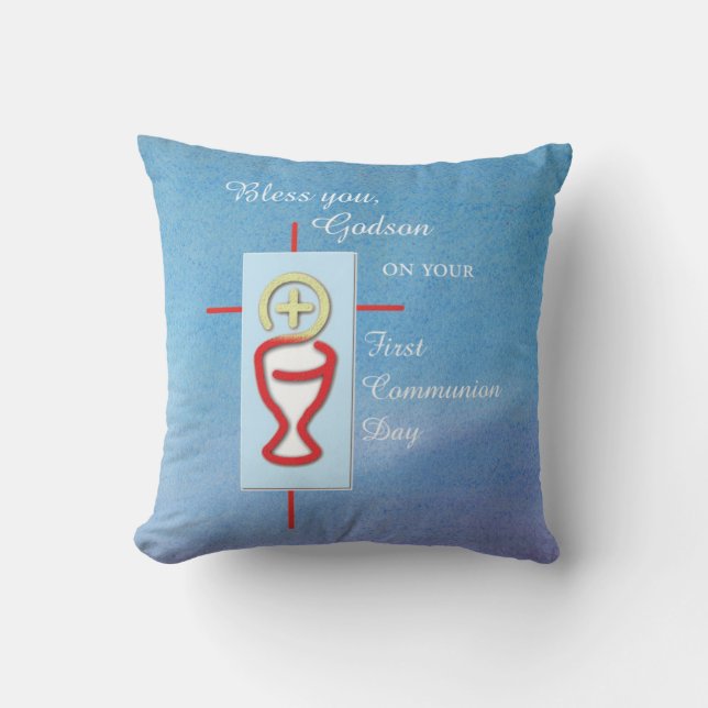 Almofada Godson, Primeira Comunhão, Azul (Frente)