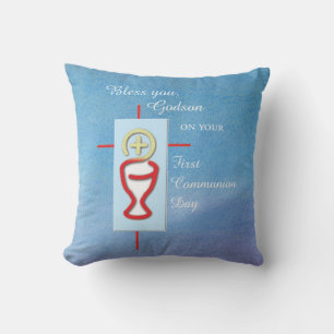 Almofada Godson, primeiro comunhão santamente, azul