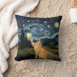 Almofada Gogh Gatinho Starry Night Cat