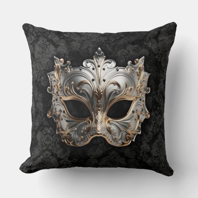 Almofada Gold and Silver Filigree Venetian Mask (Frente)