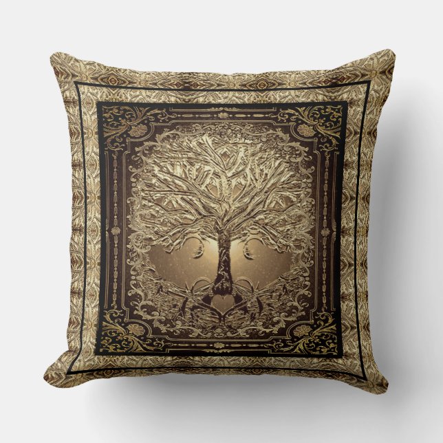 Almofada Gold Tree of Life Ancient Rustic  (Frente)